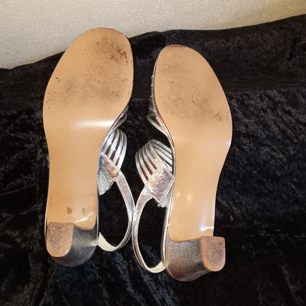 Naturalizer Silver Heels Sandals Strappy
